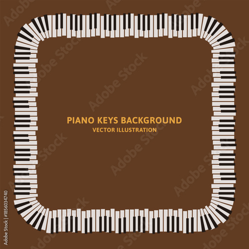 ピアノの鍵盤のレトロなデザインのベクターイラストデータ：四角形のフレーム素材
