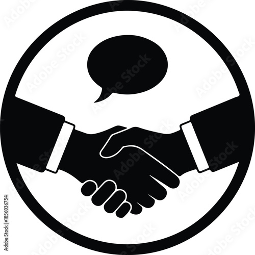 Silhouette Business Handshake Agreement Communication Partnership Vector Illustration