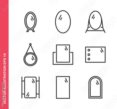 Mirror icon. Outline icons collection. Editable stroke.