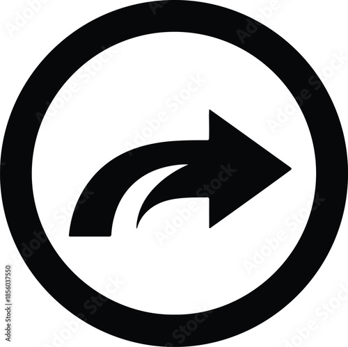 Silhouette Share Reply Forward Arrow Circle Outline Icon Symbol Vector Illustration