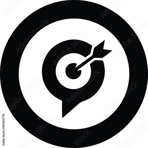 Silhouette Target Bullseye with Arrow Hit Success Goal Achievement Icon Vector Illustration