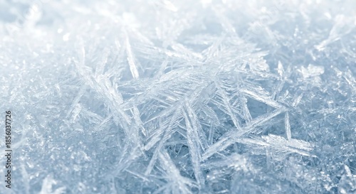 Intricate ice crystals forming delicate patterns in frosty landscape