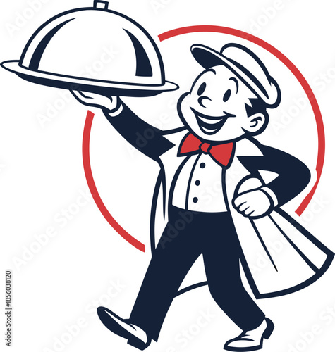 Restaurant Waiter Chef Character Illustration – Hospitality Staff Design