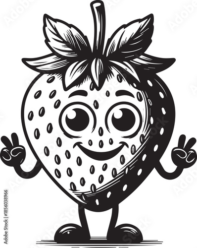 Funny Strawberry Clipart Character – Cute Cartoon Fruit Illustration