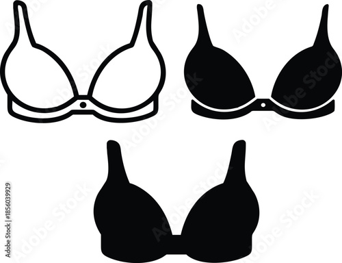 Professional Womens Underwear Intimates Lingerie Apparel Clothing Fashion Design Vector Silhouette and Pictogram Icon Set.eps