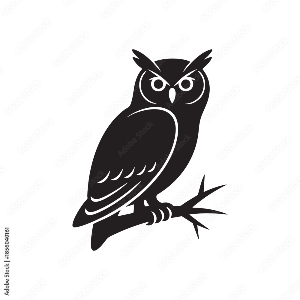 Fototapeta premium Firefly_Ideogram_A black silhouette of an owl per 730010 FkE