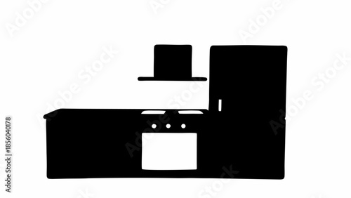 Modern kitchen with refrigerator and stove