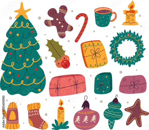 Christmas Holiday Icons Set Illustration
