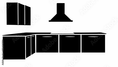 Modern kitchen cabinet and appliance silhouette design