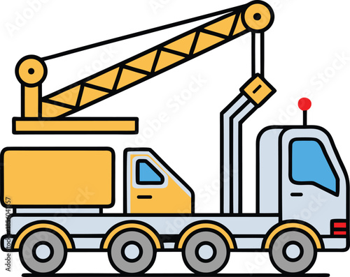 Heavy duty mobile crane truck for construction and industrial lifting vector icon