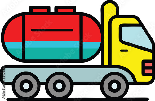 Industrial oil tank truck isolated on white background for logistics design.