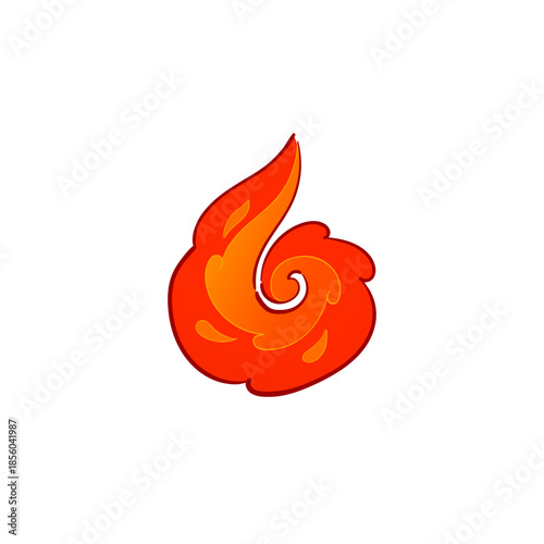 Fireball anime-style vector art design illustration. Fun blazing ball of fire digital hand-drawn graphic, perfect for posters, stickers, t-shirt design, patch, digital fire resource