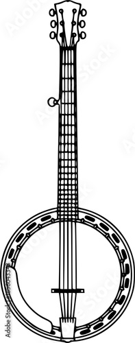 banjo line art silhouette vector illustration
