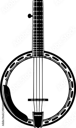 banjo line art silhouette vector illustration
