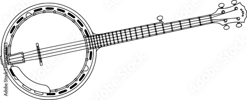 banjo line art silhouette vector illustration
