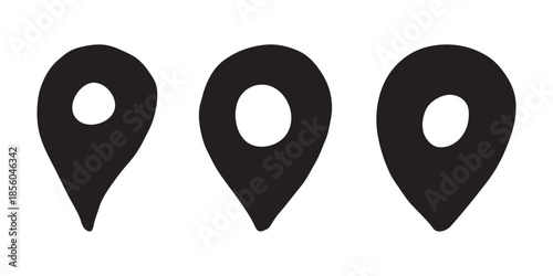 Set of hand drawn map pin Map marker pointer sign GPS and mapping tools Location pin symbol Pinpoint clipart in doodle style Single element for web, design