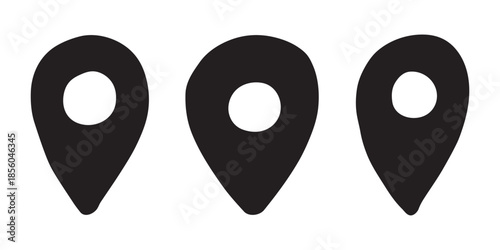 Set of hand drawn map pin Map marker pointer sign GPS and mapping tools Location pin symbol Pinpoint clipart in doodle style Single element for web, design
