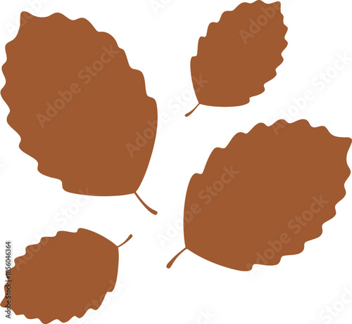 Four solid brown beech leaf silhouettes for seasonal branding identity logo