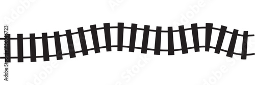 Railway train track vector icons with circular, curved, and straight rail route patterns.