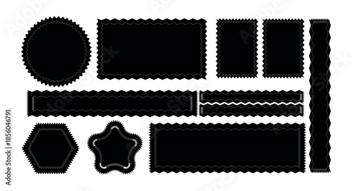 Black Decorative Frames and Shapes with Jagged Edges