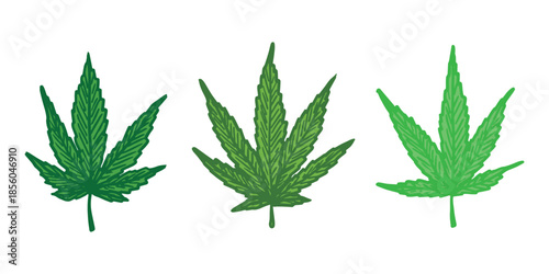 Set of hand drawn cannabis leaf Medicine marijuana Hemp leaves clipart in doodle style Single element for print, web, design, decor