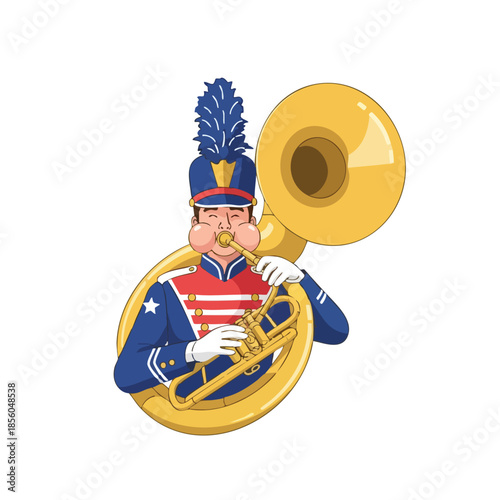 Marching Band Player Tuba Sousaphone Musician Cartoon Mascot