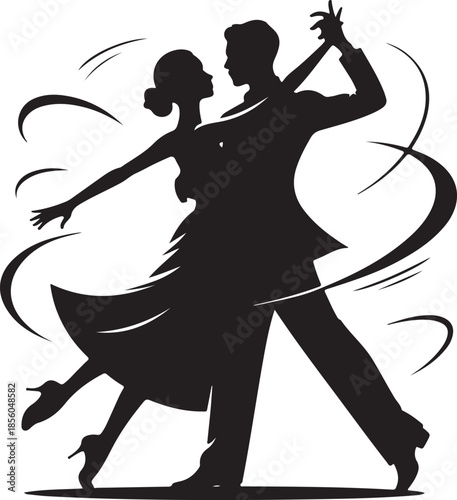 Elegant couple dancing in a graceful ballroom dance pose