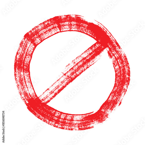 Hand drawn prohibition sign No entry symbol Red circle with cross line clipart in doodle style Ban Restriction Forbidden stop Single element for print, web, design