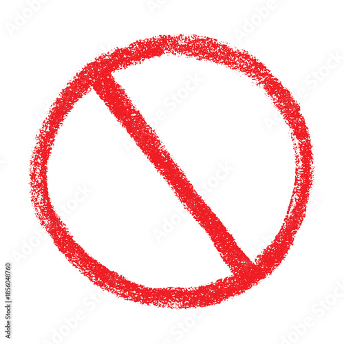Hand drawn prohibition sign No entry symbol Red circle with cross line clipart in doodle style Ban Restriction Forbidden stop Single element for print, web, design