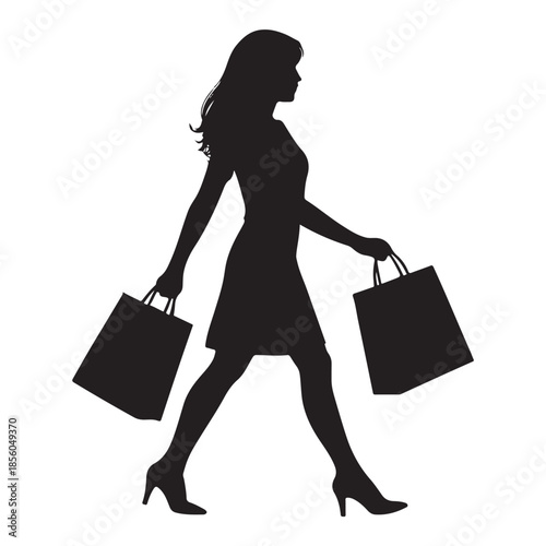Woman Shopper Silhouette Carrying Shopping Bags
