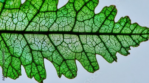Macro shot of green leaf texture showing intricate veins and chlorophyll detail
