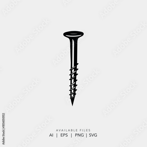 Industrial steel fastener hardware tool symbol for carpentry and home repair logo design