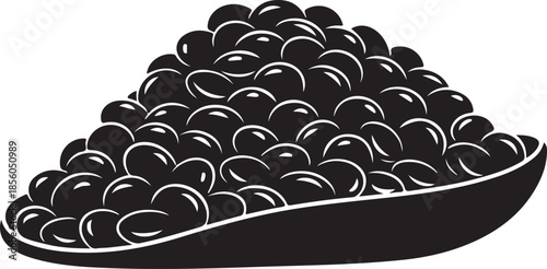 Black caviar in a spoon vector illustration fish roe seafood