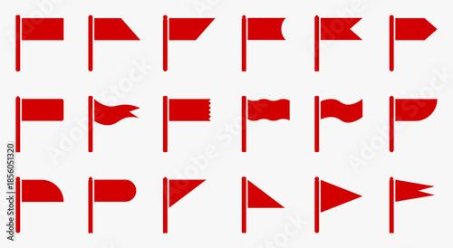 Red Flag Icon Set Simple Flat Design