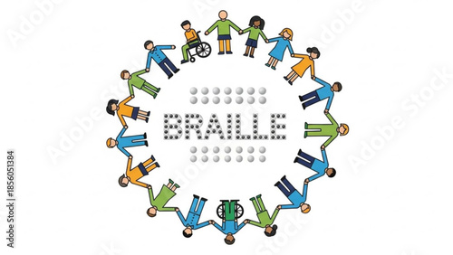 Diverse group of people holding hands in a circle with equality text, symbolizing unity and inclusion, social connection and community