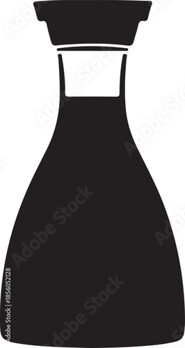 Black silhouette of a soy sauce bottle with a stopper container condiment