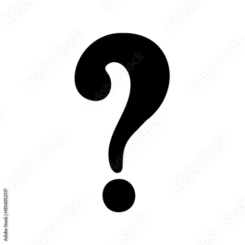 A large, bold black question mark symbol isolated on a clean white background