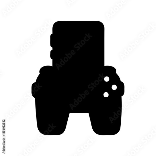 Smartphone connected to a game controller silhouette illustrating a versatile mobile gaming setup