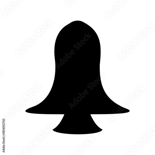 Minimalist black bell icon with an elegant shape against a pure white backdrop