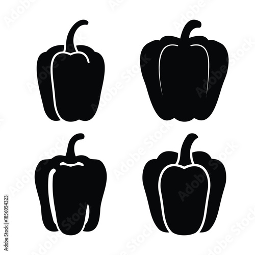 Collection of bell pepper silhouettes, a versatile icon set for culinary and healthy eating designs