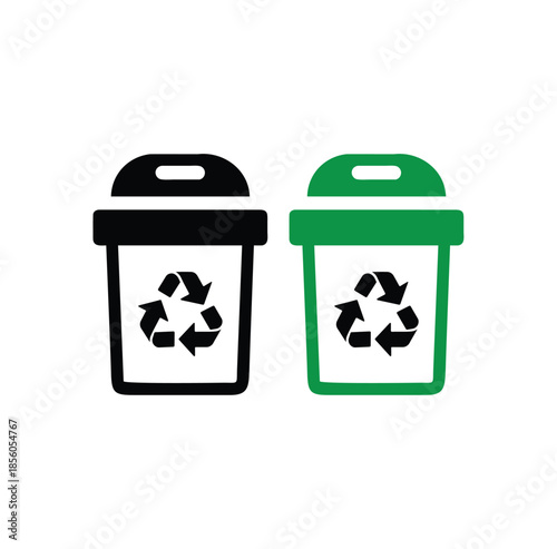 Recycling waste management eco bin sustainable garbage disposal vector icon