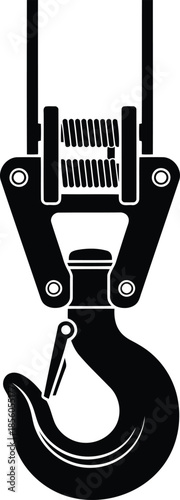 Industrial hook with clamp mechanism isolated on white background, Vector