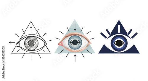 Symbolic Eyes and Triangles Exploring Mystical and Protective Imagery