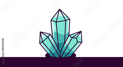 Vibrant Cyan Crystal Cluster Emerging from Dark Earth, Geometric Minerals, Geological Formation