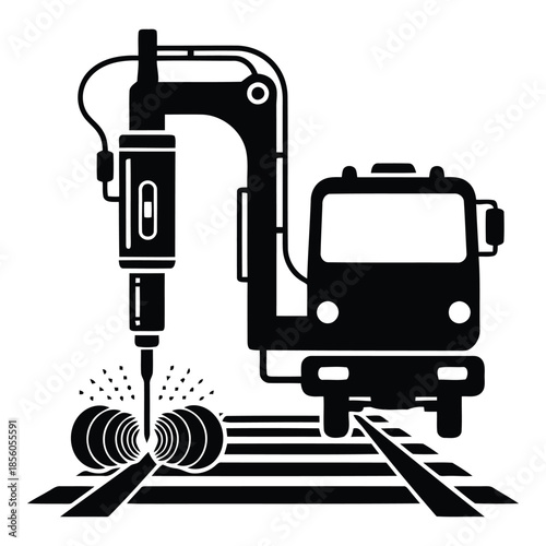 Truck performing road maintenance isolated on white background, Vector