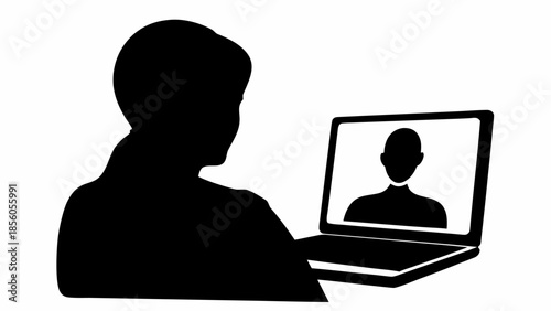 Businessman in video conference on laptop with remote colleague