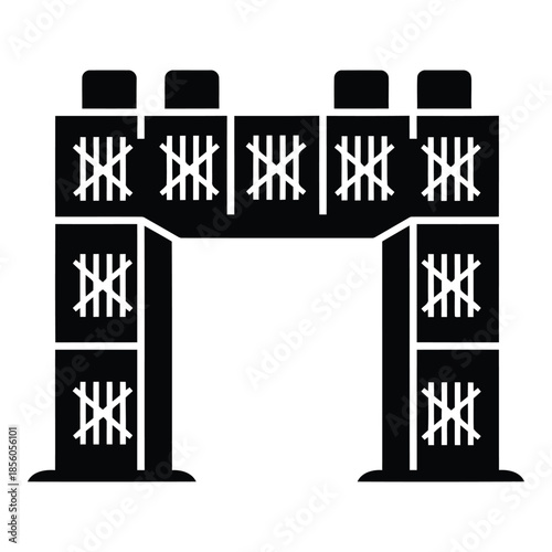 Security Archway with Security Checkpoint Symbolism for Protection and Safety