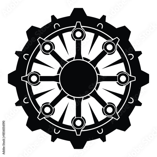Dharma wheel symbol isolated on white background, Vector