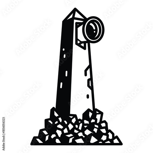 Crane lifting debris isolated on white background, Vector