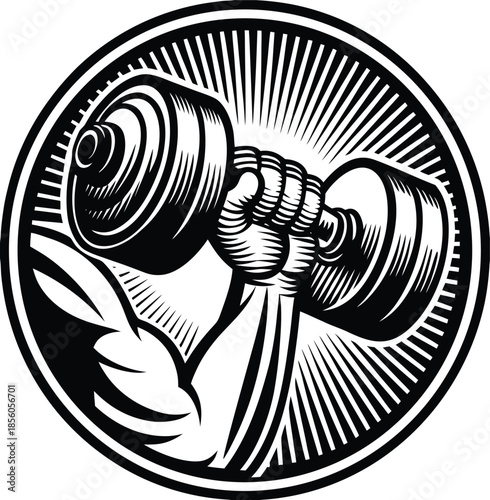 Gym, fitness logo or label. Sport, bodybuilding concept. Vector icon